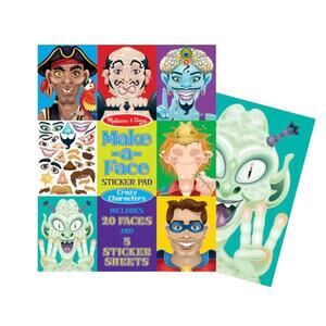 Melissa & Doug Make-A-Face Sticker Pad Book Crazy Characters NEW